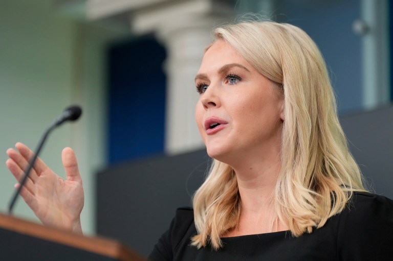 White House press secretary Karoline Leavitt speaks with reporters in the James Brady Press Briefing Room at the White House, Thursday, June 19, 2025, in Washington.