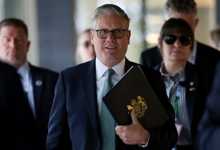 British Prime Minister Keir Starmer arrives for G7, Ukraine and NATO Working Breakfast Session V during the G7 Leaders' Summit in Kananaskis, in Alberta, Canada, Tuesday June 17, 2025.