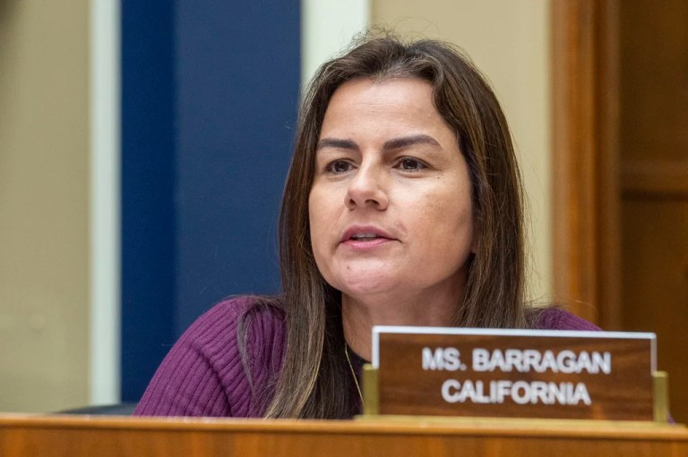 Rep. Nanette Barragan, R-Calif., questions Travis Tygart, Chief Executive Officer of U.S. Anti-Doping Agency, during a House Committee on Energy and Commerce Subcommittee on Oversight and Investigations hearing examining Anti-Doping Measures in Advance of the 2024 Olympics, on Capitol Hill, Tuesday, June 25, 2024, in Washington.