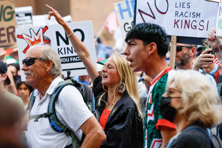 Nova Berger, 21, participates in a 