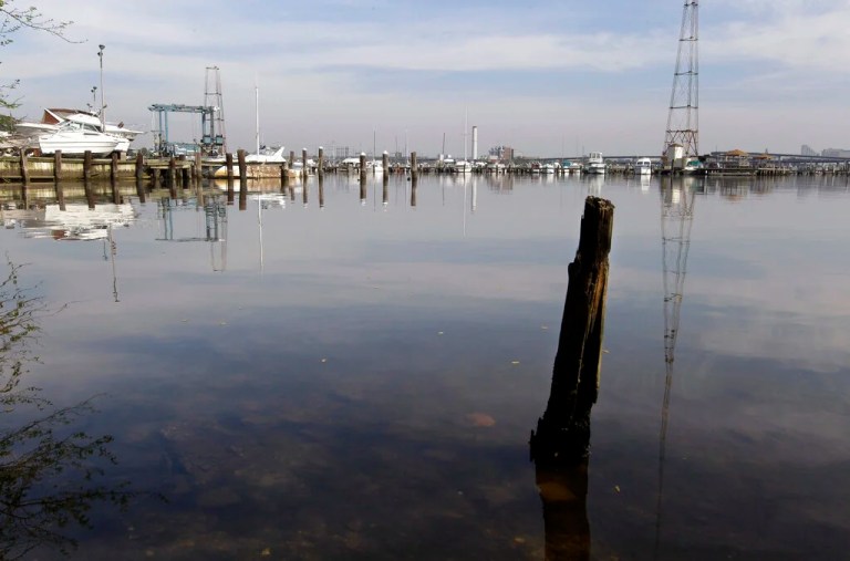 In this April 16, 2012 photo, a general view of the Middle Branch of the Patapsco River is seen in Baltimore.
