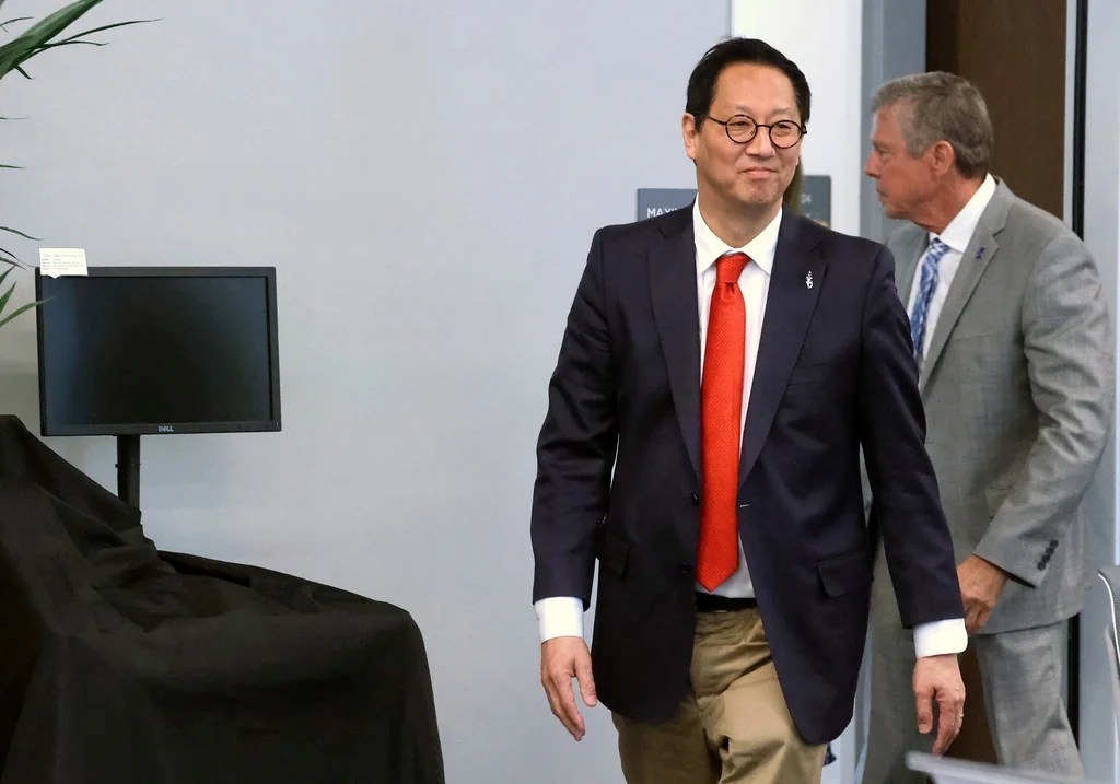 University of Florida president-elect Santa Ono, attends a meeting of the Florida Board of Governors to vote on Ono becoming Florida's 14th president at the University of Central Florida's downtown campus in Orlando, Fla., Tuesday, June 3, 2025.