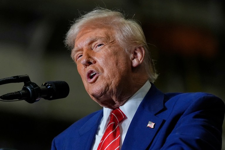 President Donald Trump speaks at US Steel Corporation's Mon Valley Works-Irvin plant, Friday, May 30, 2025, in West Mifflin, Pennsylvania.