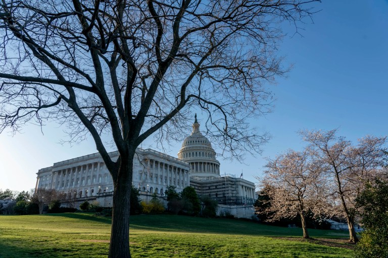 The U.S. Capitol building is seen in Washington, Monday, March 21, 2022. The Senate Judiciary Committee is set to begin its historic confirmation hearings for Judge Ketanji Brown Jackson. The 51-year-old federal judge would be the first black woman on the Supreme Court.