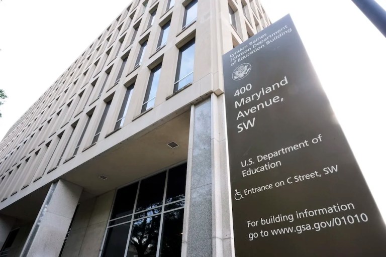 This is the Lyndon Baines Johnson Department of Education Building in Washington, D.C., on Monday, May 5, 2025. (AP Photo/Gene J. Puskar)