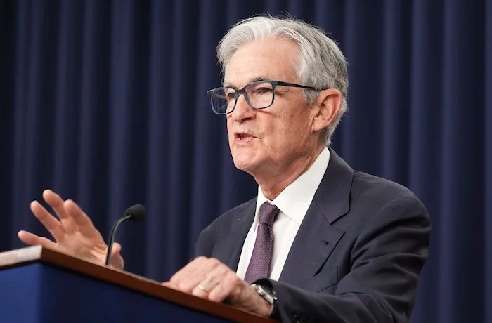 Federal Reserve Chairman Jerome Powell speaks during a news conference following the Federal Open Market Committee meeting