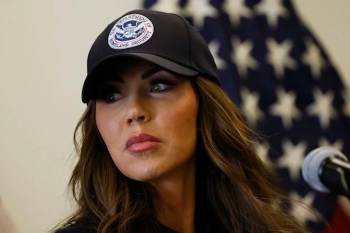 Homeland Security Secretary Kristi Noem holds a news conference regarding the recent protests in Los Angeles on Thursday, June 12, 2025.