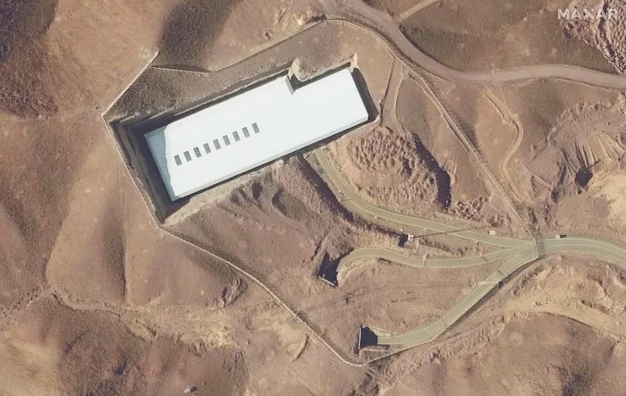 This satellite image provided by Maxar Technologies shows the Fordo enrichment facility in Iran on Jan. 24, 2025.