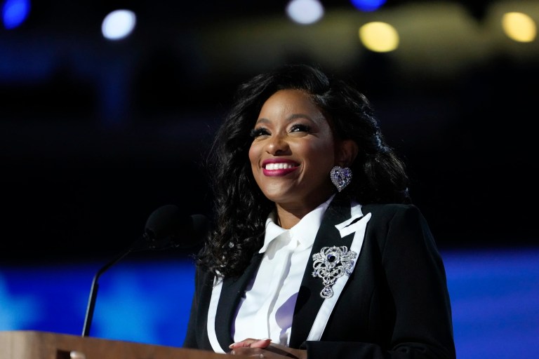 Rep. Jasmine Crockett (D-TX) speaks during the Democratic National Convention Monday, Aug. 19, 2024, in Chicago.