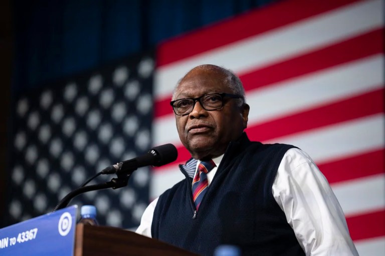 Rep. Jim Clyburn (D-SC) speaks during the Democratic National Committee Winter Meeting, Feb. 4, 2023, in Philadelphia.