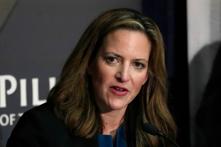 Michigan Secretary of State Jocelyn Benson participates in an election forum, Thursday, Sept. 19, 2024, in Ann Arbor, Mich.