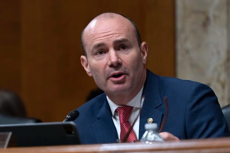 Sen. Mike Lee, R-Utah, Chairman of the Senate Energy and Natural Resources Committee, speaks during the confirmation hearing on Capitol Hill in Washington, Jan. 16, 2025.