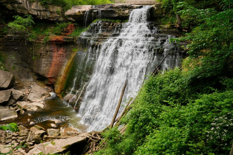 Brandywine Falls, a popular site in Cuyahoga Valley National Park, is pictured in Northfield, Ohio, Thursday, June 5, 2025.