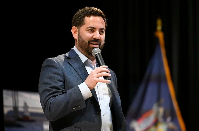 U.S. Rep. Mike Lawler, R-N.Y., speaks at a town hall, Sunday, May 4, 2025, in Somers, N.Y