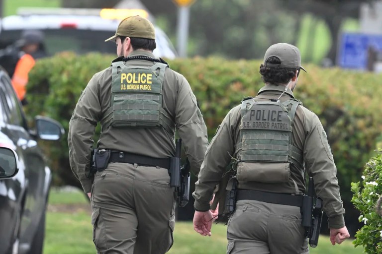 Border Patrol agents search Seagrove Park in Del Mar after a boat capsized Monday, May 5, 2025, at Torrey Pines State beach in San Diego, California. 
