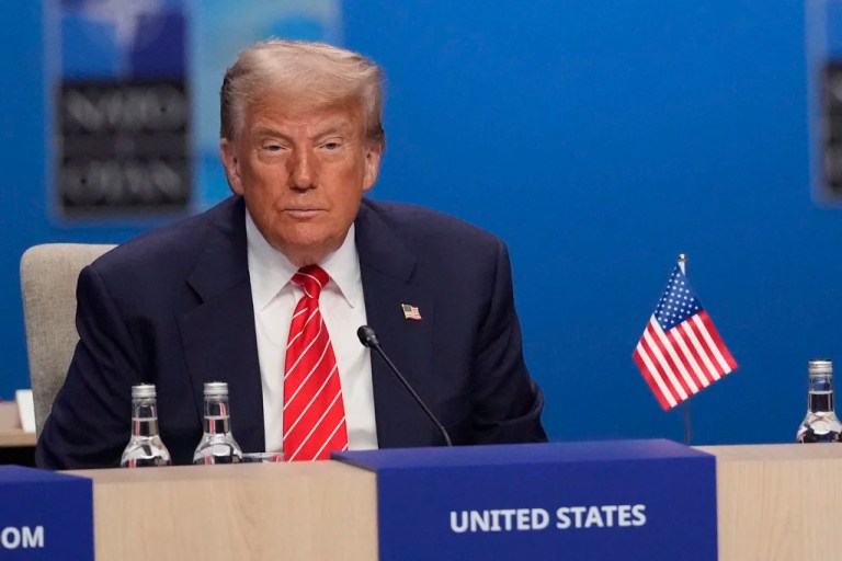 President Donald Trump attends a plenary session at the NATO summit in The Hague, Netherlands, Wednesday, June 25, 2025.