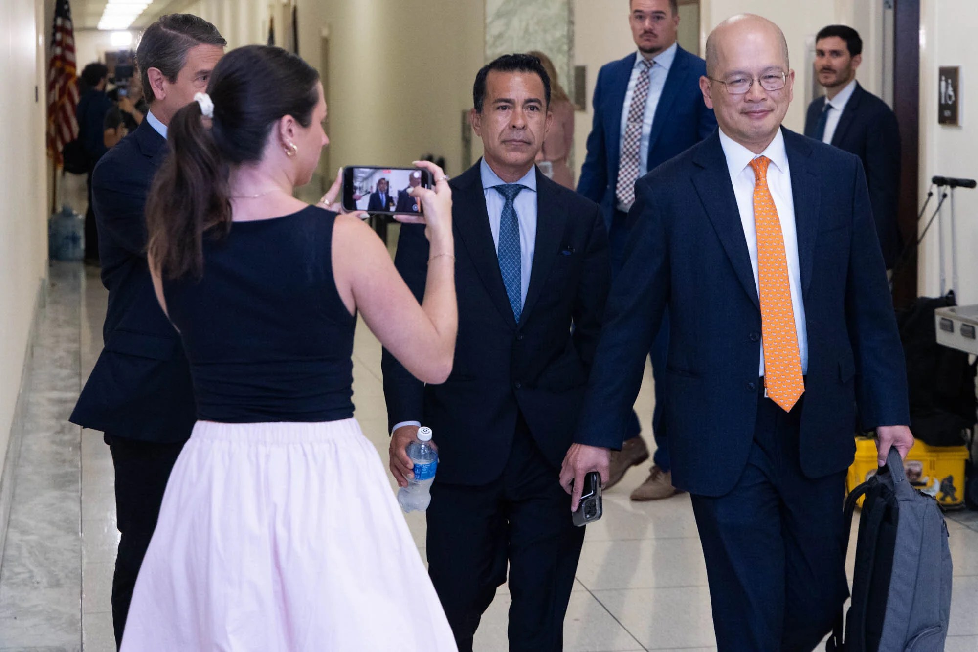 Anthony Bernal, a former Biden aide, walks into a House Oversight Committee deposition on July 16, 2025. (Graeme Jennings/Washington Examiner)