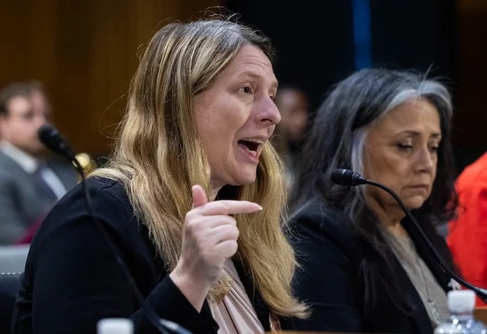 Maryland resident Tammy Nobles advocates for the Kayla Hamilton Act during a hearing before Senate Judiciary Committee on July 22, 2025. (Graeme Jennings / Washington Examiner)