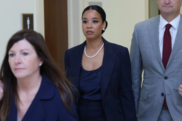 Biden aide Ashley Williams arrives for House Oversight Committee interview on July 11, 2025. (Graeme Jennings/Washington Examiner)