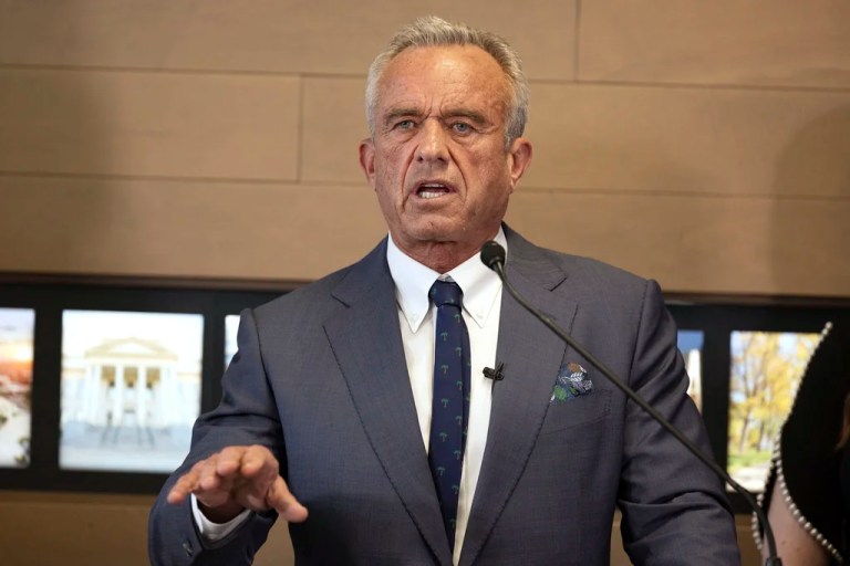 Health and Human Services Secretary Robert F. Kennedy Jr. speaks during a press conference about Utah's new fluoride ban, food additives and SNAP funds legislation, Monday, April 7, 2025, in Salt Lake City. (AP Photo/Melissa Majchrzak)