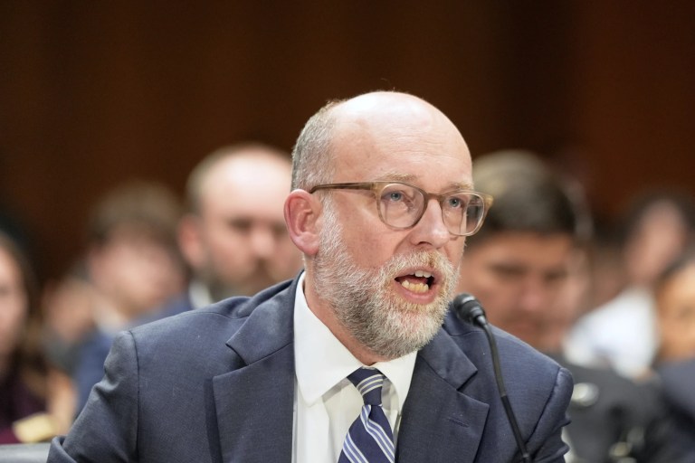 Office of Management and Budget director Russell Vought testifies during a Senate Appropriations Committee hearing on the rescissions package on Capitol Hill, Wednesday, June 25, 2025, in Washington.