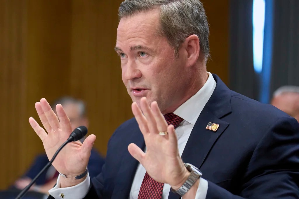 Former White House National Security Adviser Michael Waltz, testifies during a Senate Foreign Relations Committee nomination hearing on his nomination to be U.S. Representative to the United Nations, Tuesday, July 15, 2025, on Capitol Hill in Washington.
