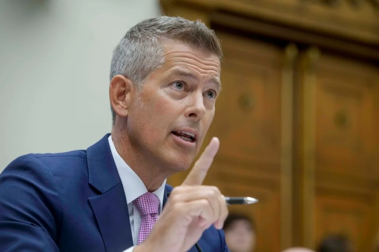 Secretary of Transportation Sean Duffy testifies during a House Committee on Transportation and Infrastructure Oversight hearing on the Department of Transportation's Policies and Programs and Fiscal Year 2025 Budget Request on Capitol Hill, Wednesday, July 16, 2025, in Washington.