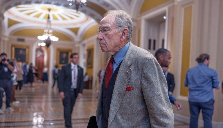 Senate Judiciary Committee Chairman Chuck Grassley, R- Iowa, heads to the chamber as Senate Republicans vote on President Donald Trump's request to cancel about $9 billion in foreign aid and public broadcasting spending, at the Capitol in Washington, Wednesday, July 16, 2025. Senate passage of the spending cuts would send the bill back to the House for final approval. Trump must sign the bill into law by midnight Friday for the cuts to take effect.
