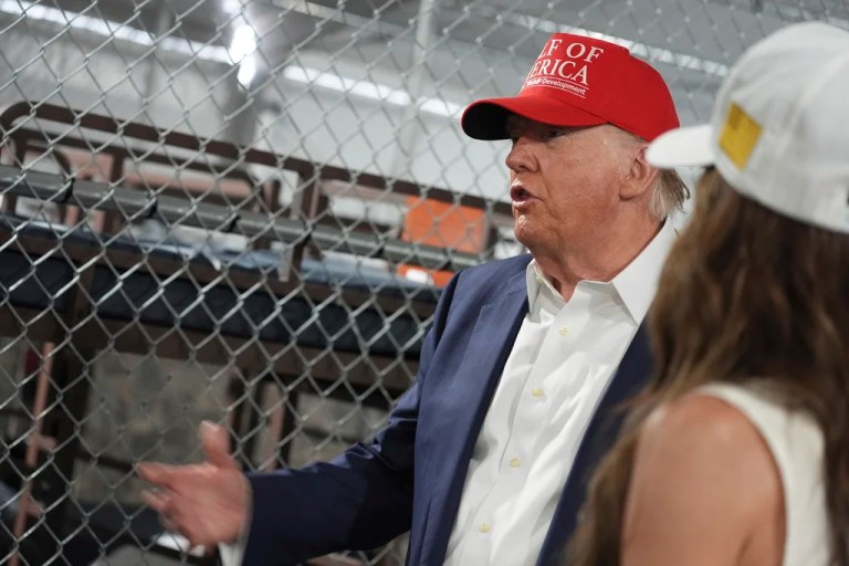 President Donald Trump, standing inside the Alligator Alcatraz prison, said former President Joe Biden 