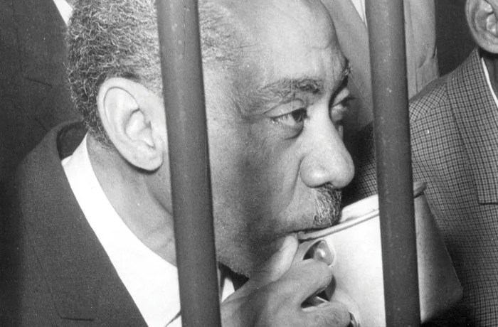 Muslim Brotherhood ideologue Sayyid Qutb behind bars in Cairo in 1966. (AFP/Getty)