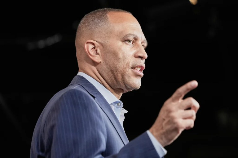 House Minority Leader Hakeem Jeffries (D-NY) speaks during a news conference after passage of the budget reconciliation package of President Donald Trump's signature bill of big tax breaks and spending cuts, at the Capitol in Washington, Tuesday, July 1, 2025.