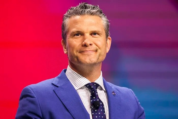Secretary of Defense Pete Hegseth on stage during day one of the Turning Point USA Student Action Summit on Friday, July 11, 2025, in Tampa.