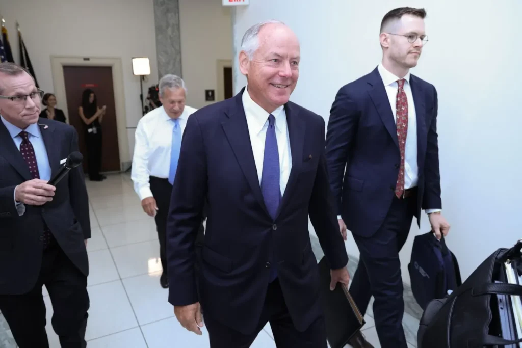 Steve Ricchetti, former counselor to the president and deputy chief of staff for the White House, arrived on Wednesday, July 30, 2025 to testify before the House Oversight Committee on its investigation into the use of the autopen during the Biden administration. (Graeme Jennings/Washington Examiner)