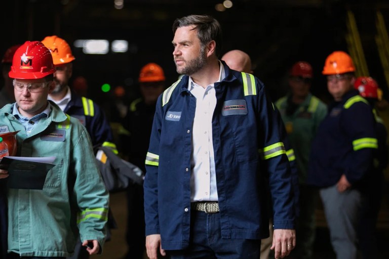 Vice President JD Vance tours the Metallus plant in Canton, Ohio, Monday, July 28, 2025.