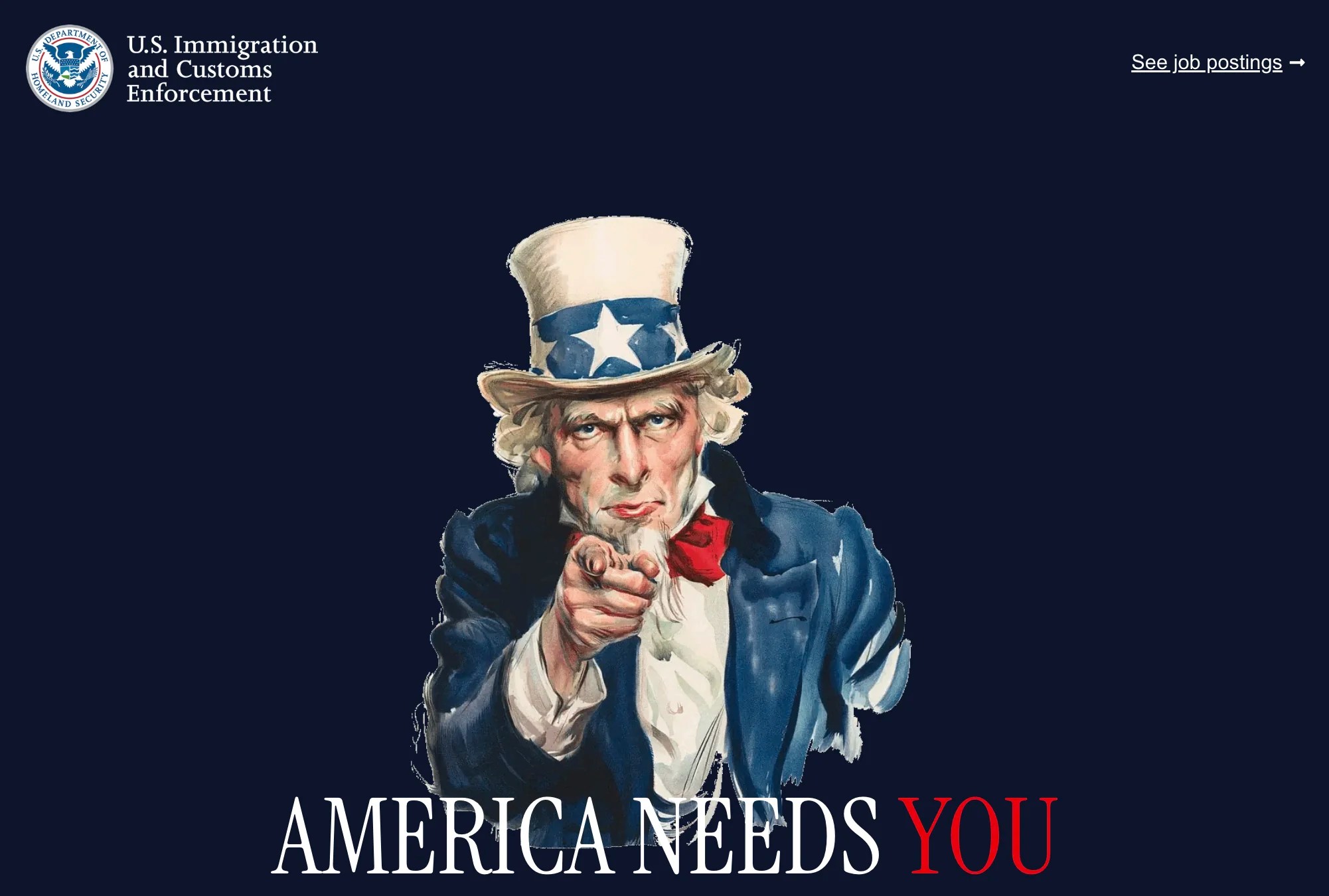 Uncle Sam-themed DHS website urges US citizens to join ICE: ‘AMERICA NEEDS YOU’