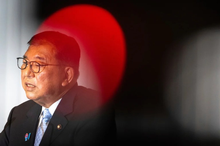 Japan's Prime Minister Shigeru Ishiba attends a press conference at the headquarters of the Liberal Democratic Party (LDP) in Tokyo Monday, July 21, 2025 after the prime minister's ruling coalition failed to secure a majority in the upper house in a parliamentary election.