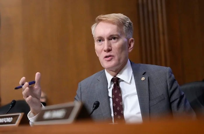 Sen. James Lankford, R-Okla., speaks at the Senate Finance Committee confirmation hearing for Scott Bessent, President-elect Donald Trump's choice to be Secretary of the Treasury, at the Capitol in Washington, Thursday, Jan. 16, 2025