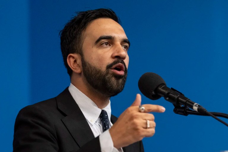 Democratic mayoral candidate Zohran Mamdani speaks during the National Action Network's Saturday action rally at House of Justice in Harlem, Saturday, June 28, 2025, in New York.