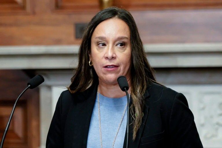Rep. Monica De La Cruz, R-Texas, speaks to the media at the Capitol in Washington, Friday, Sept. 29, 2023.