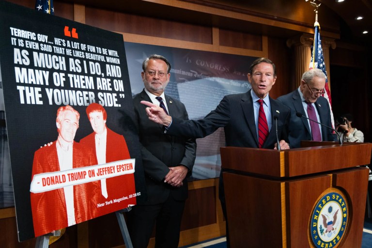 Senate Democrats make late push to drive GOP’s Epstein files headache