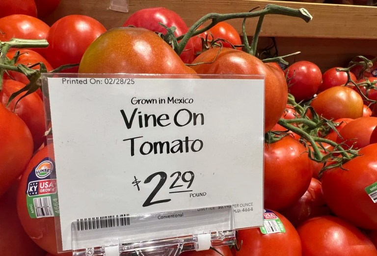 Tomatoes imported from Mexico are for sale in a supermarket in Miami on Wednesday, Mar. 5, 2025.