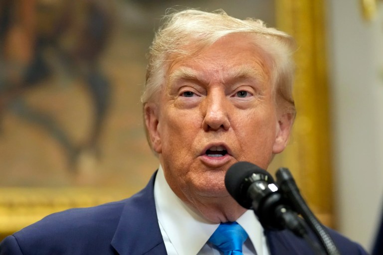 President Donald Trump speaks during an event to sign VA Home Loan Program Reform Act into law in the Roosevelt Room at the White House, Wednesday, July 30, 2025, in Washington.