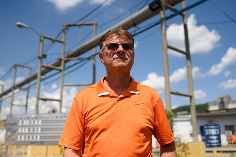 Clairton Mayor Richard Lattanzi stands at US Steel Clairton Coke Works after a press conference in Clairton, Pennsylvania, USA 12 August 2025. A series of explosions struck U.S. Steel's Clairton Coke Works 11 August 2025, leaving one person dead and many injured. Emergency teams remain on scene as the investigation continues. (Justin Merriman / for the Washington Examiner)