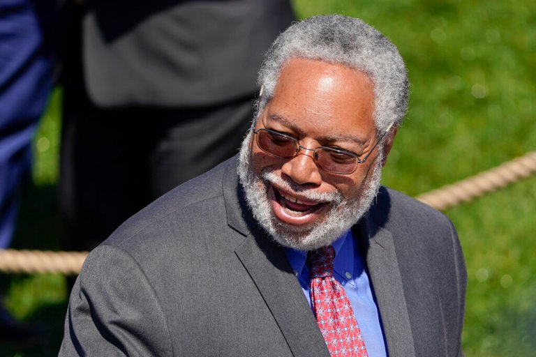 Lonnie Bunch, Secretary of the Smithsonian, arrives to attend an event celebrating the confirmation of Judge Ketanji Brown Jackson as the first Black woman to reach the Supreme Court on the South Lawn of the White House in Washington, Friday, April 8, 2022.