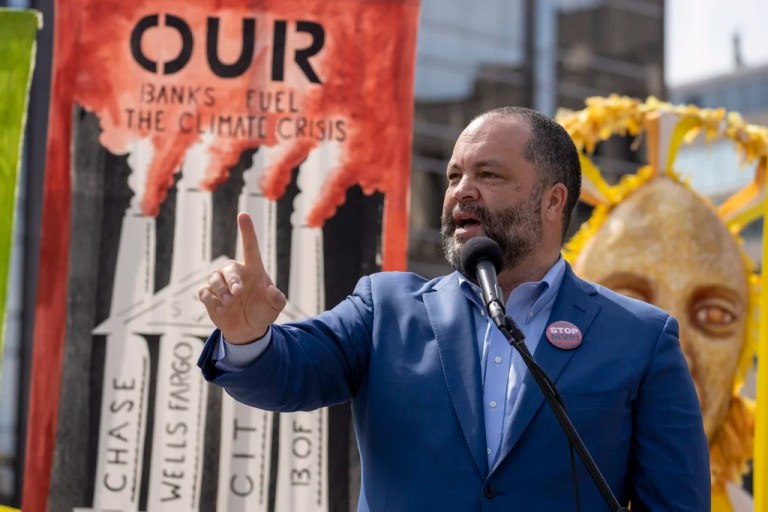 Ben Jealous, executive director of the Sierra Club, speaks during a 