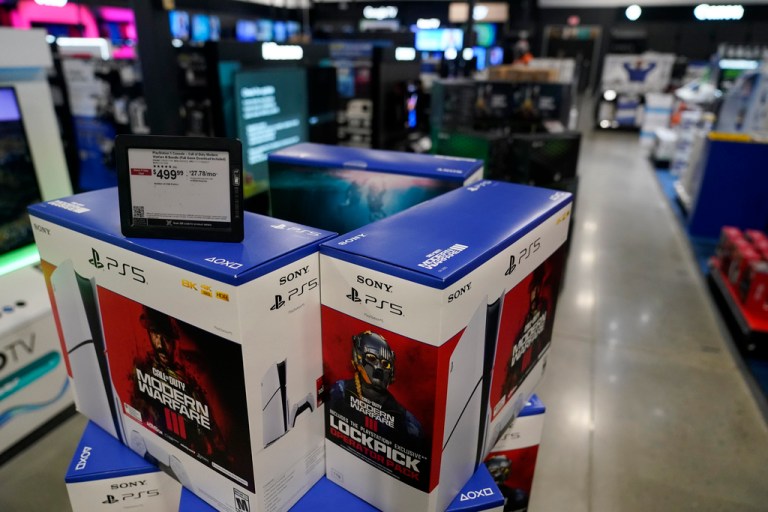 PlayStation 5 consoles are seen at a Best Buy store during Black Friday, Friday, Nov. 24, 2023, in Charlotte, North Carolina.