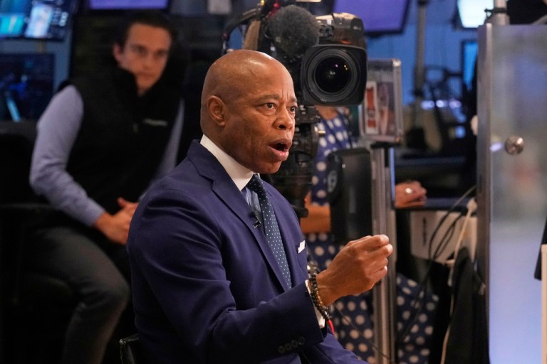 New York Mayor Eric Adams is interviewed on on the trading floor of the New York Stock Exchange by CNBC, Friday, June 27, 2025.