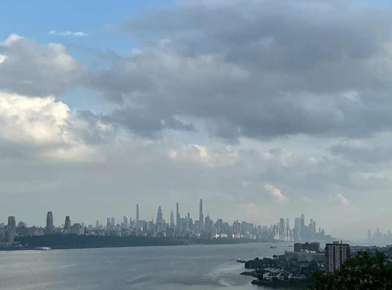 The New York City skyline is seen from Fort Lee, N.J., July 27, 2025. (AP Photo/Pablo Salinas)
