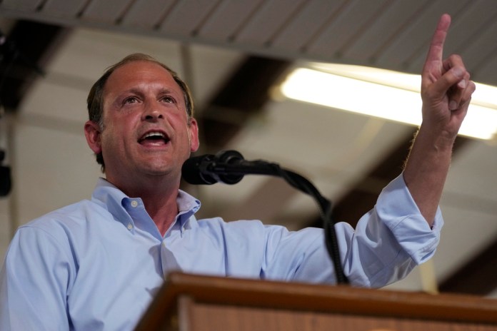 Rep. Andy Barr, R-Ky., speaks at the annual Fancy Farm picnic Saturday, Aug. 2, 2025, in Fancy Farm, Ky.