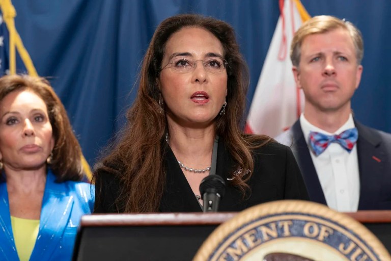 Assistant Attorney General for Civil Rights Harmeet Dhillon speaks during a news conference on charges related to the deadly shooting of Israeli Embassy staff during a news conference at the Attorney General's office for the District of Columbia in Washington, Thursday, Aug. 7, 2025.